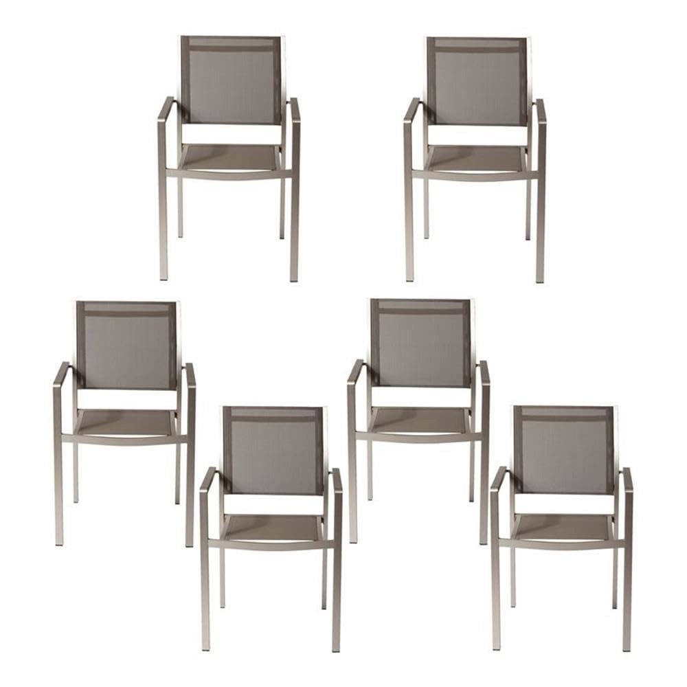 David Dining Chairs, Brushed Grey In Aluminum, Textilene