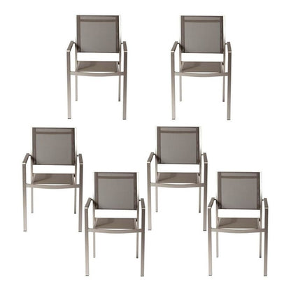 David Dining Chairs, Brushed Grey In Aluminum, Textilene