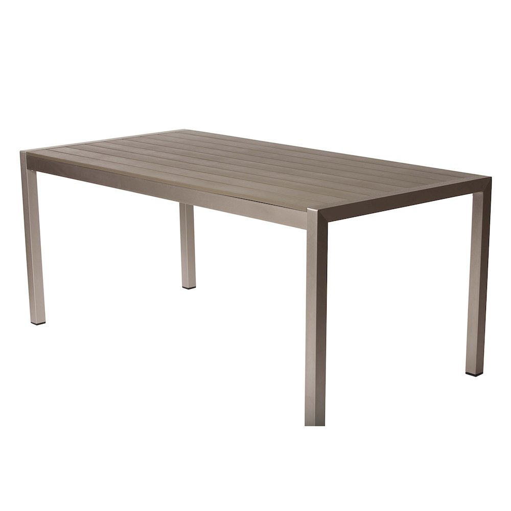 David 7 Piece Dining Set, Brushed Grey In Aluminum, Textilene
