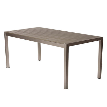 David 7 Piece Dining Set, Brushed Grey In Aluminum, Textilene