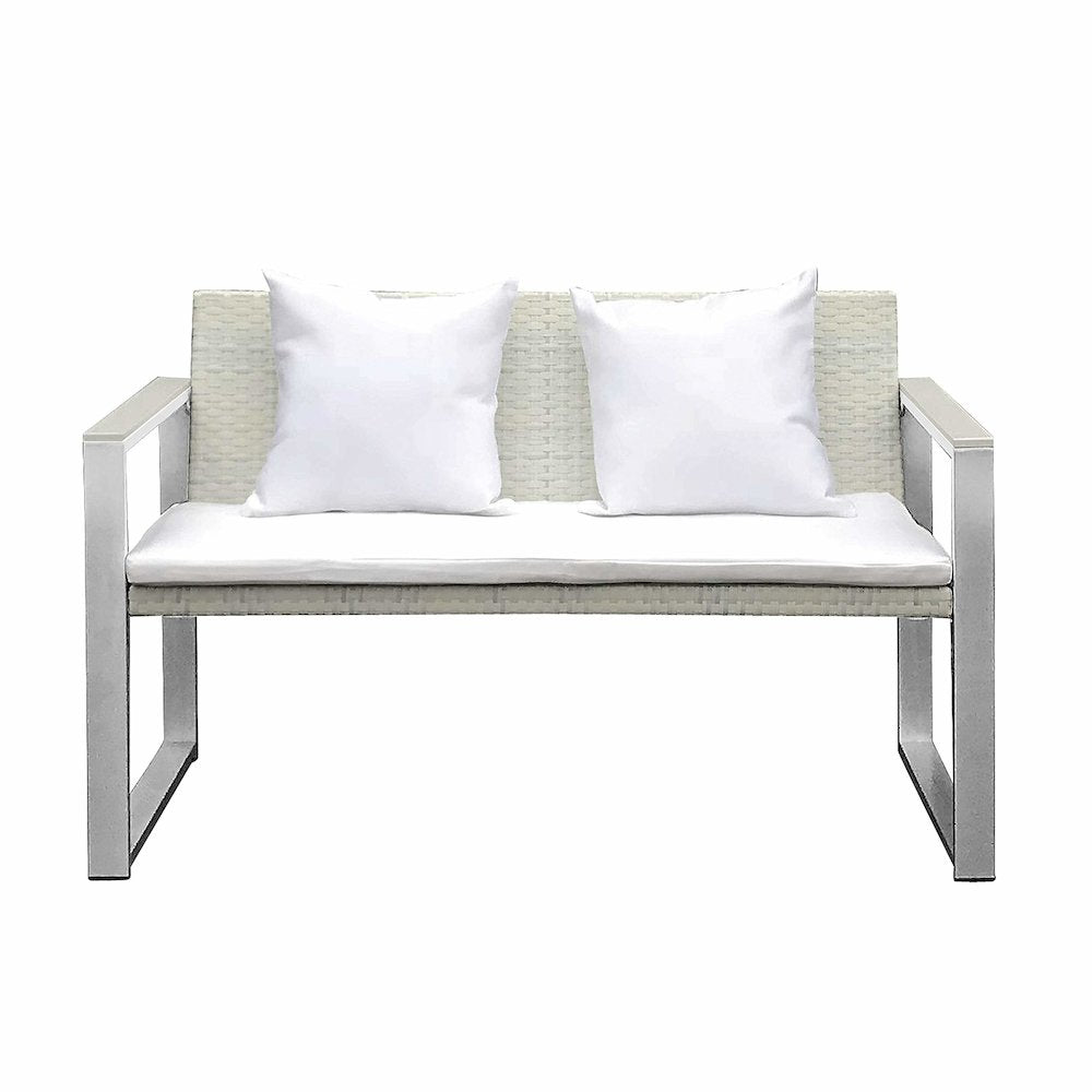 Chester Sofa, Brushed White In Aluminum, Rattan