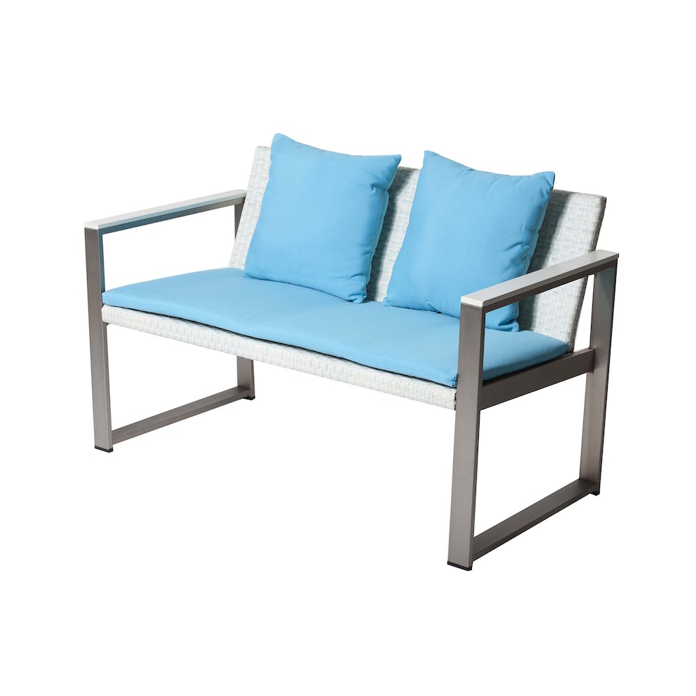 Chester Sofa Brushed Turquoise In Aluminum, Rattan