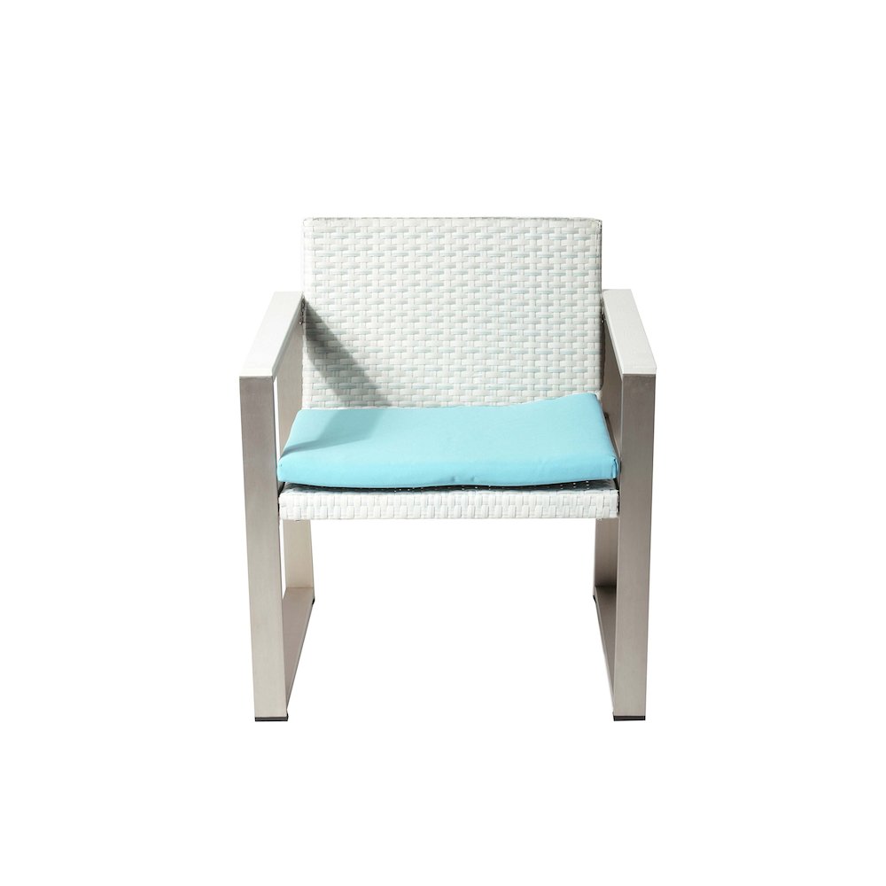 Chester Chair, Brushed Turquoise In Aluminum, Rattan