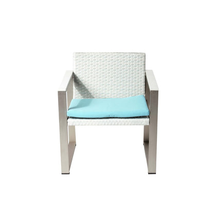 Chester Chair, Brushed Turquoise In Aluminum, Rattan