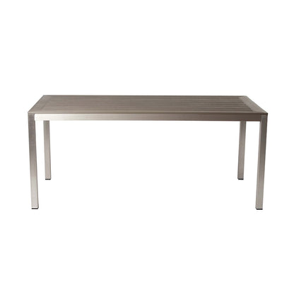 David 7 Piece Dining Set, Brushed Grey In Aluminum, Textilene