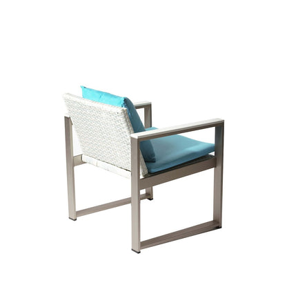 Chester Chair, Brushed Turquoise In Aluminum, Rattan