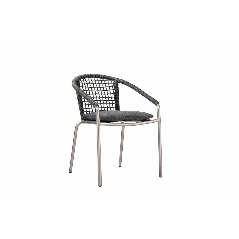 Chelsea 7 Piece Dining Set Slate In Aluminum, Rope