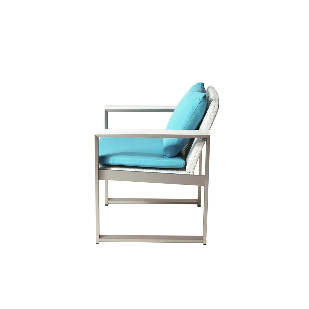 Chester Chair, Brushed Turquoise In Aluminum, Rattan