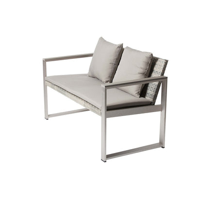 Chester Sofa Brushed Grey In Aluminum, Rattan