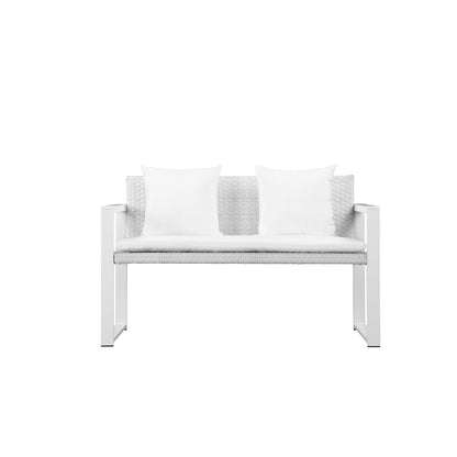 Chester Sofa White & White In Aluminum, Rattan