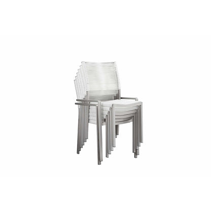 Bella 7 Piece Dining Furniture Set, Grey In Aluminum, Rope