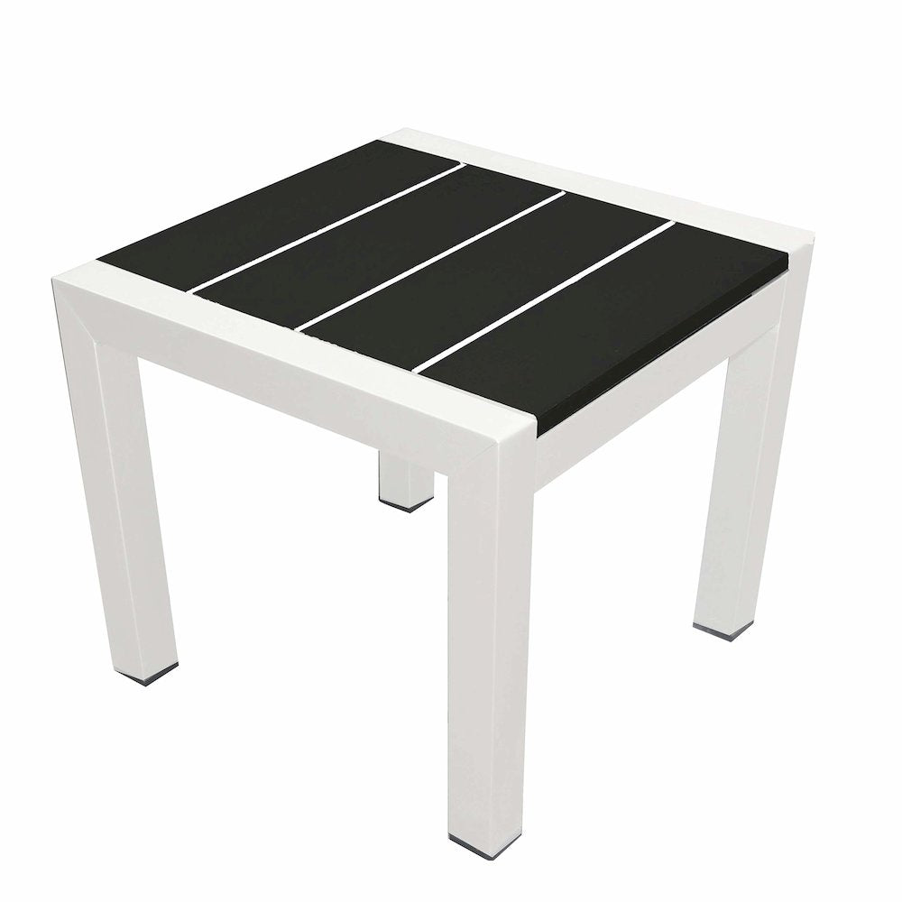 Joseph Side Table, White & Black In Aluminum, Polyresin