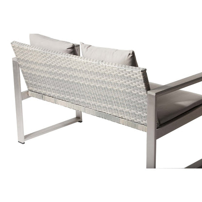 Chester Sofa Brushed Grey In Aluminum, Rattan