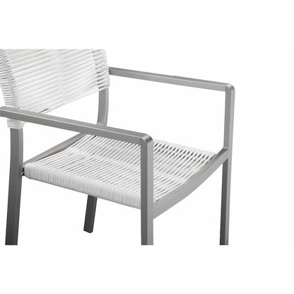 Bella 7 Piece Dining Furniture Set, Grey In Aluminum, Rope