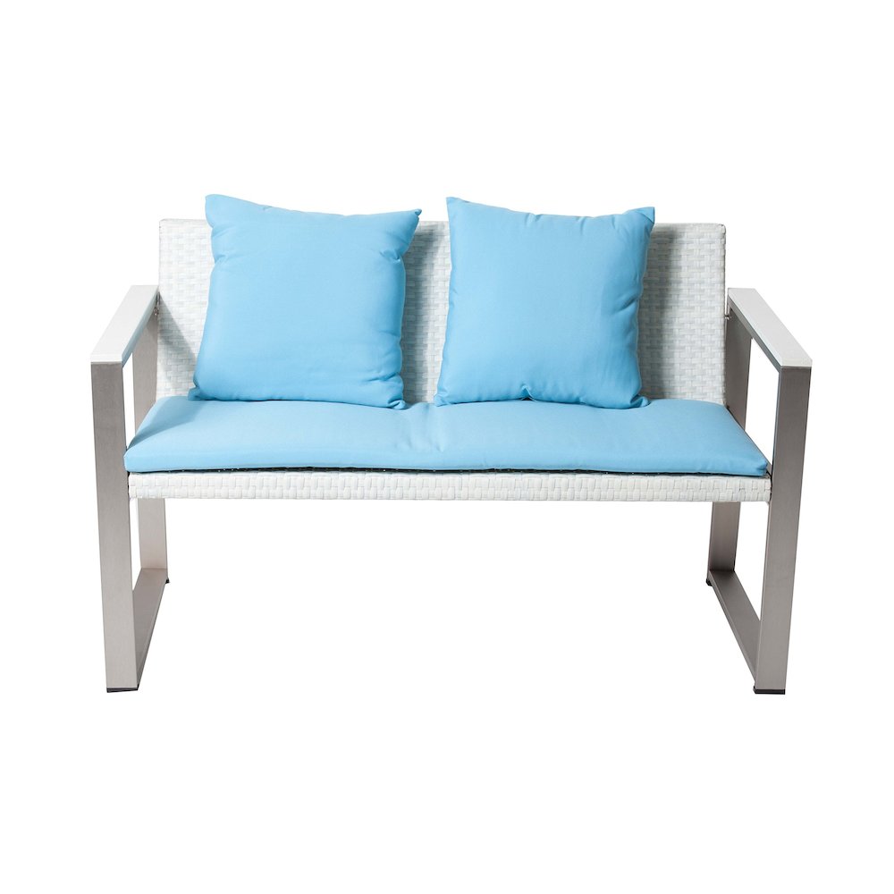 Chester Sofa Brushed Turquoise In Aluminum, Rattan