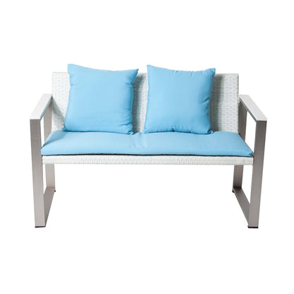 Chester Sofa Brushed Turquoise In Aluminum, Rattan