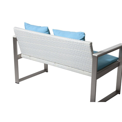 Chester Sofa Brushed Turquoise In Aluminum, Rattan