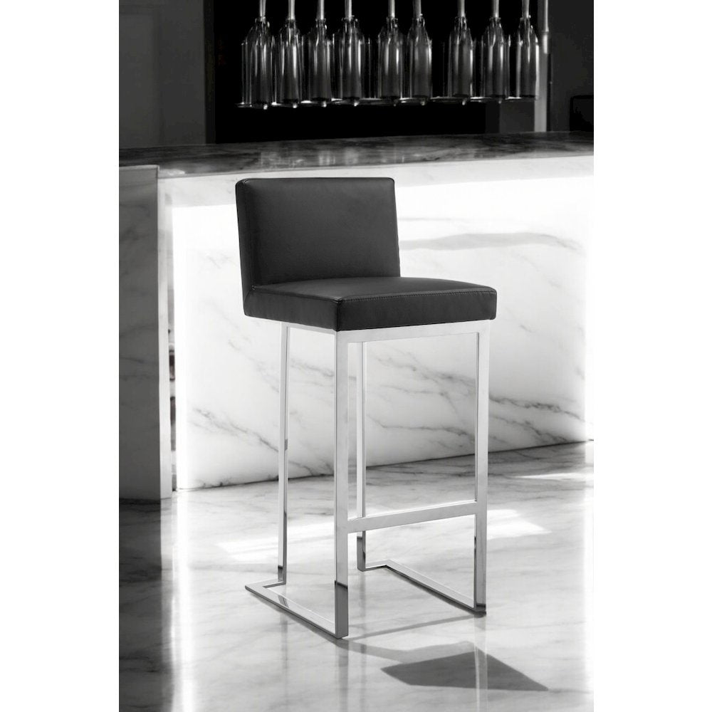 Dexter Bar Stool Faux Leather Black