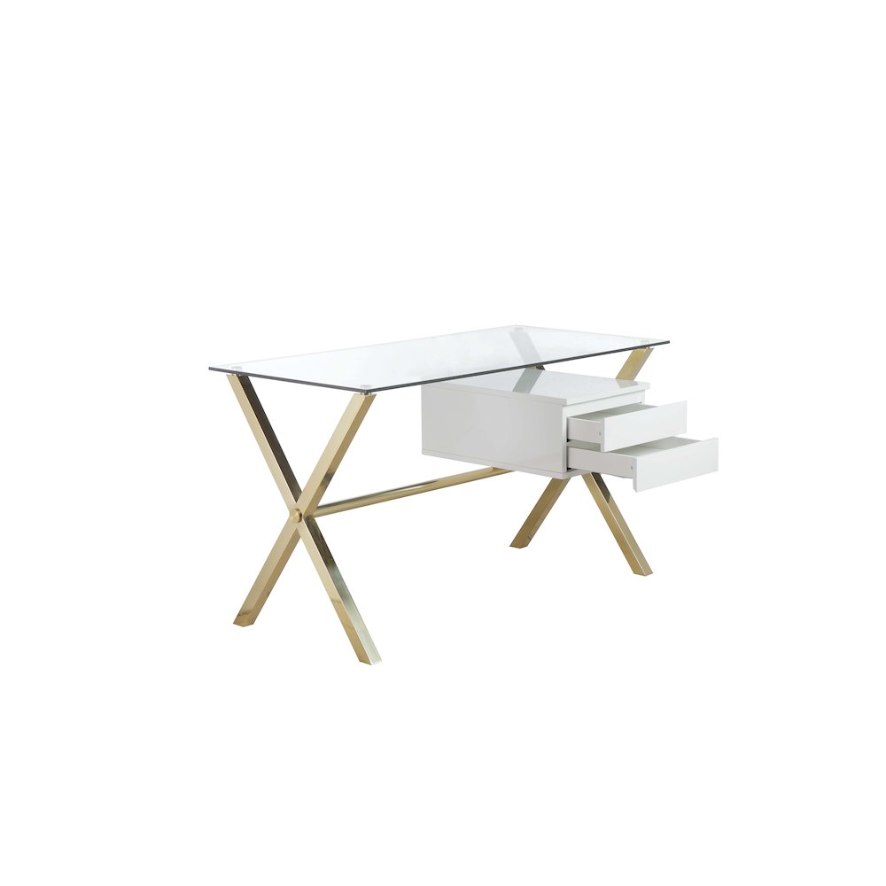 Gold Beverly Desk Small White