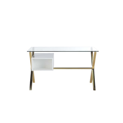 Gold Beverly Desk Small White