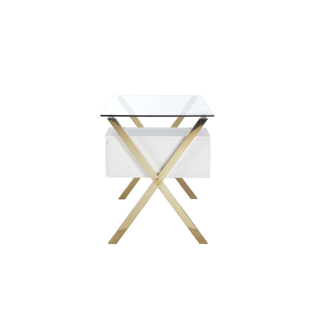 Gold Beverly Desk Small White