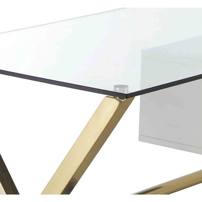 Gold Beverly Desk Small White