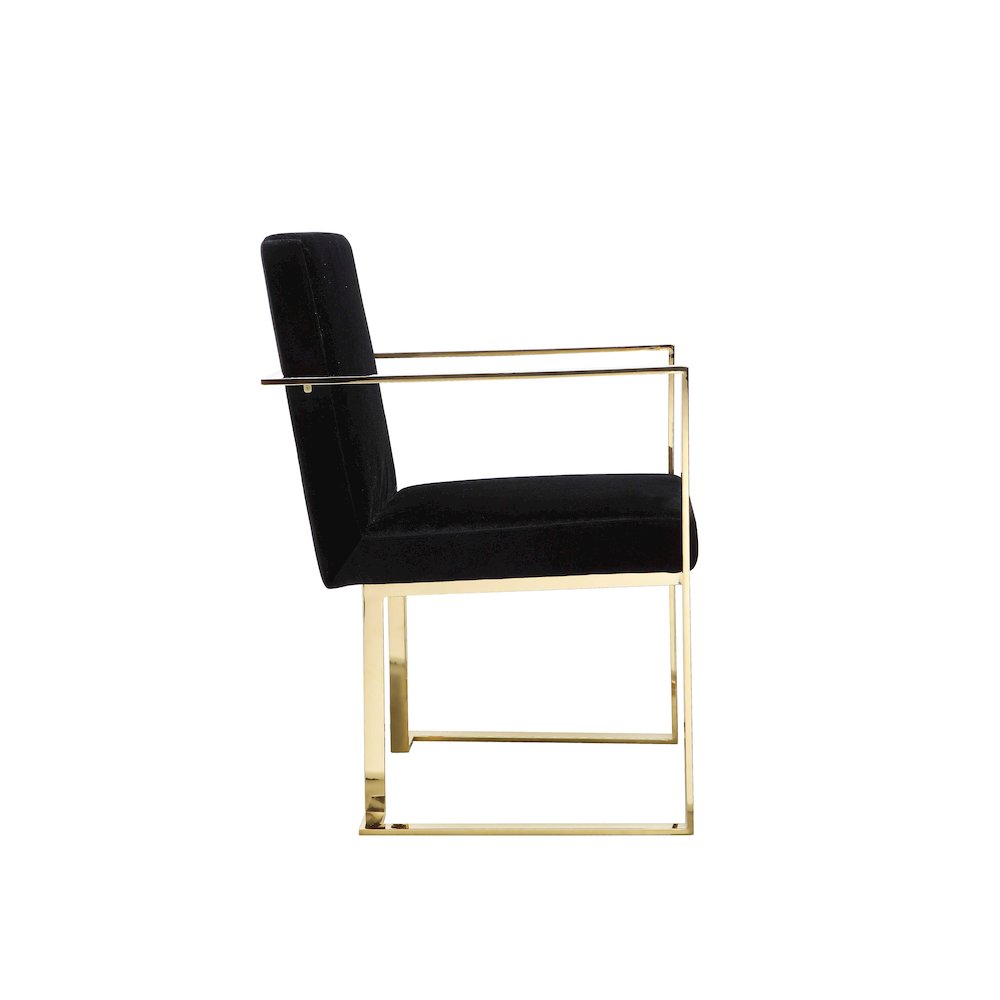 Gold Dexter Arm Chair Velvet Black