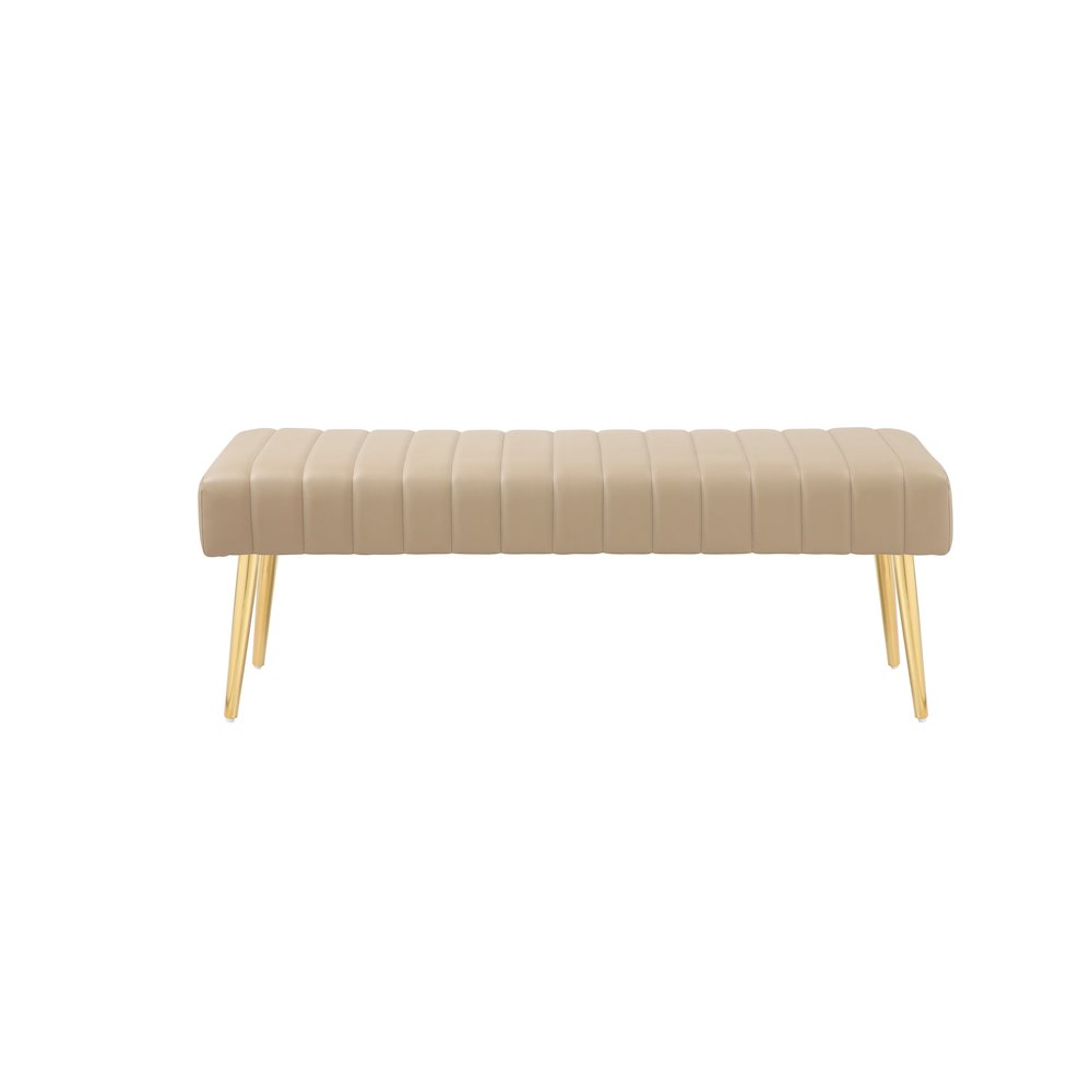 Gold Hilda Bench Faux Leather Sand