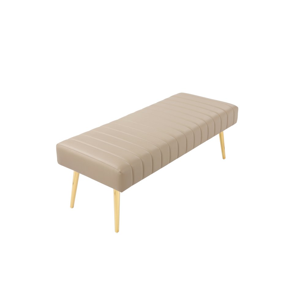 Gold Hilda Bench Faux Leather Sand