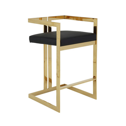 Kenzie Bar Stool Gold/Black Faux Leather