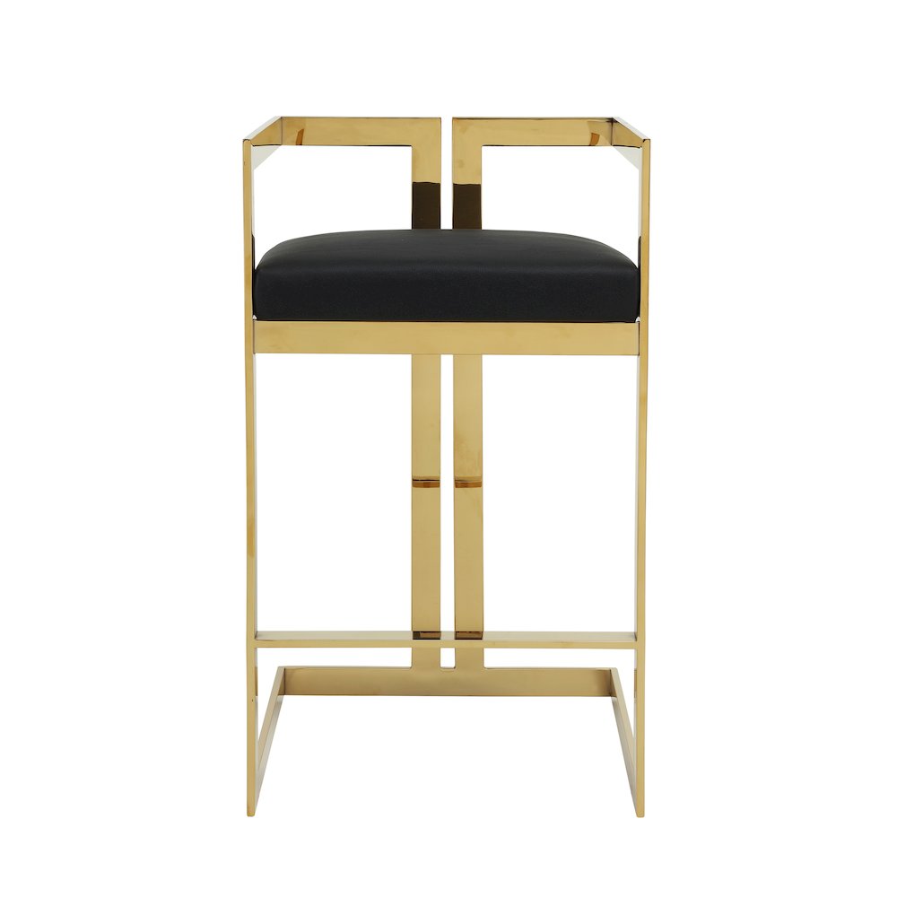 Kenzie Bar Stool Gold/Black Faux Leather