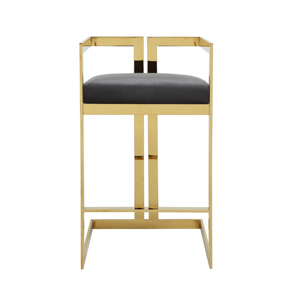 Kenzie Bar Stool Gold/Gray Velvet