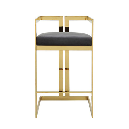 Kenzie Bar Stool Gold/Gray Velvet
