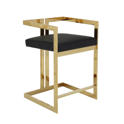 Kenzie Counter Stool Gold/Black Faux Leather