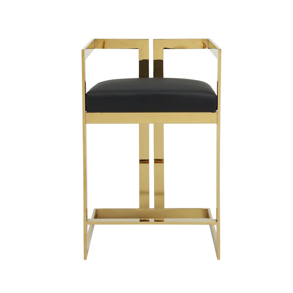 Kenzie Counter Stool Gold/Black Faux Leather
