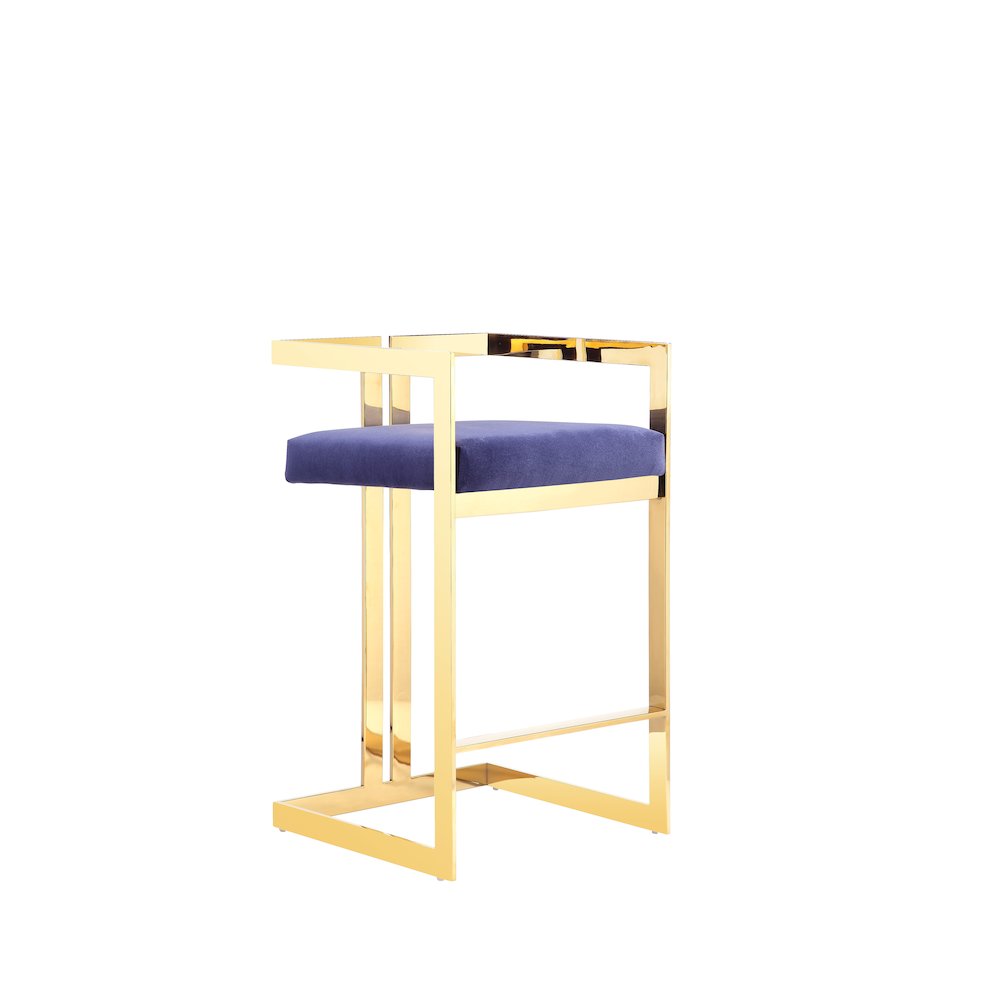 Kenzie Counter Stool Gold/Navy Velvet