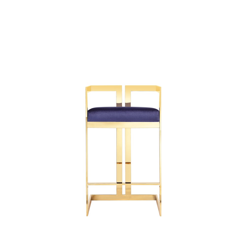 Kenzie Counter Stool Gold/Navy Velvet