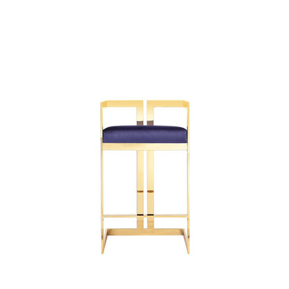 Kenzie Counter Stool Gold/Navy Velvet