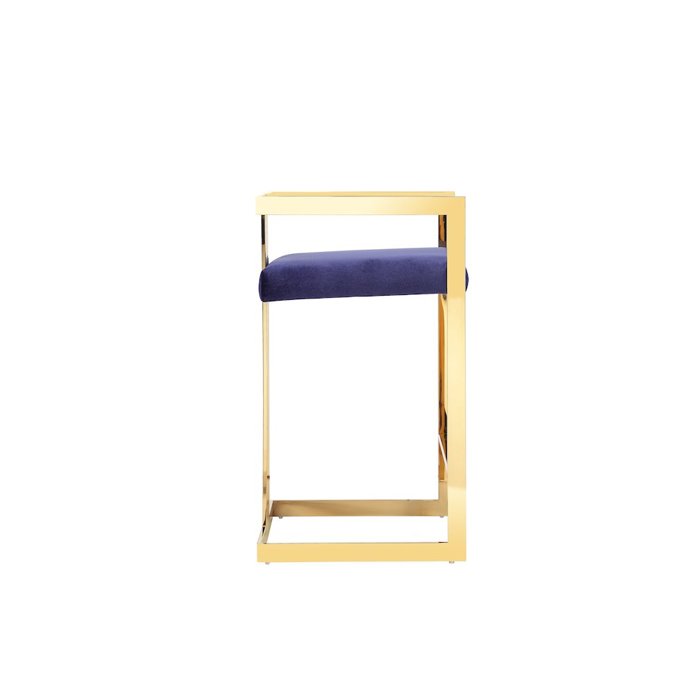 Kenzie Counter Stool Gold/Navy Velvet