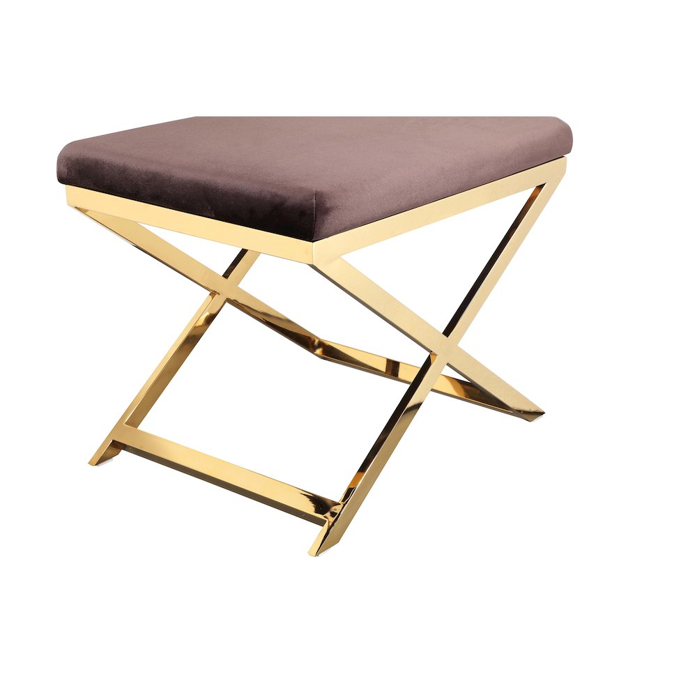 Gold Lexi Stool Velvet Chocolate
