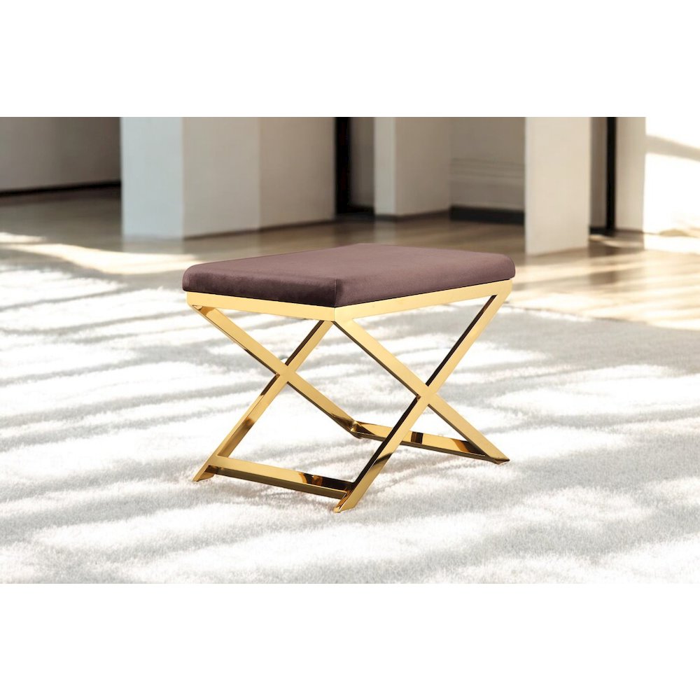 Gold Lexi Stool Velvet Chocolate