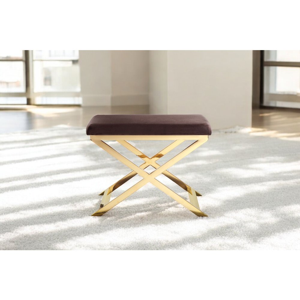 Gold Lexi Stool Velvet Chocolate