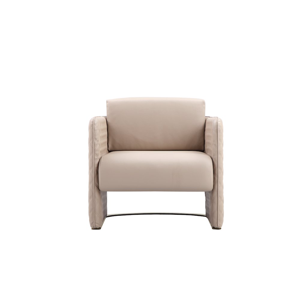 Lusso Gold Lounge Chair Sand Faux Leather