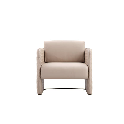 Lusso Gold Lounge Chair Sand Faux Leather