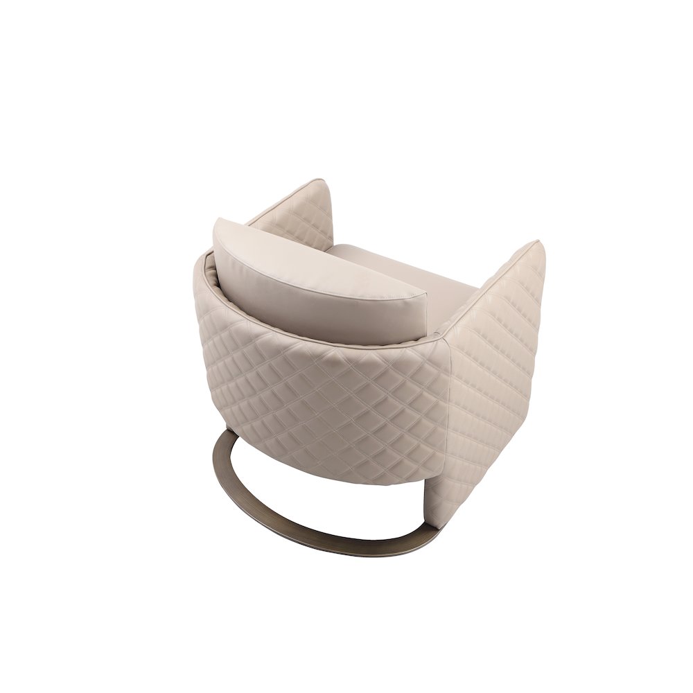 Lusso Gold Lounge Chair Sand Faux Leather
