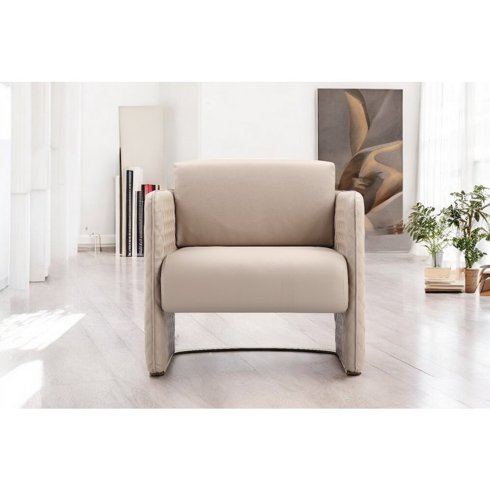 Lusso Gold Lounge Chair Sand Faux Leather