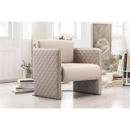 Lusso Gold Lounge Chair Sand Faux Leather