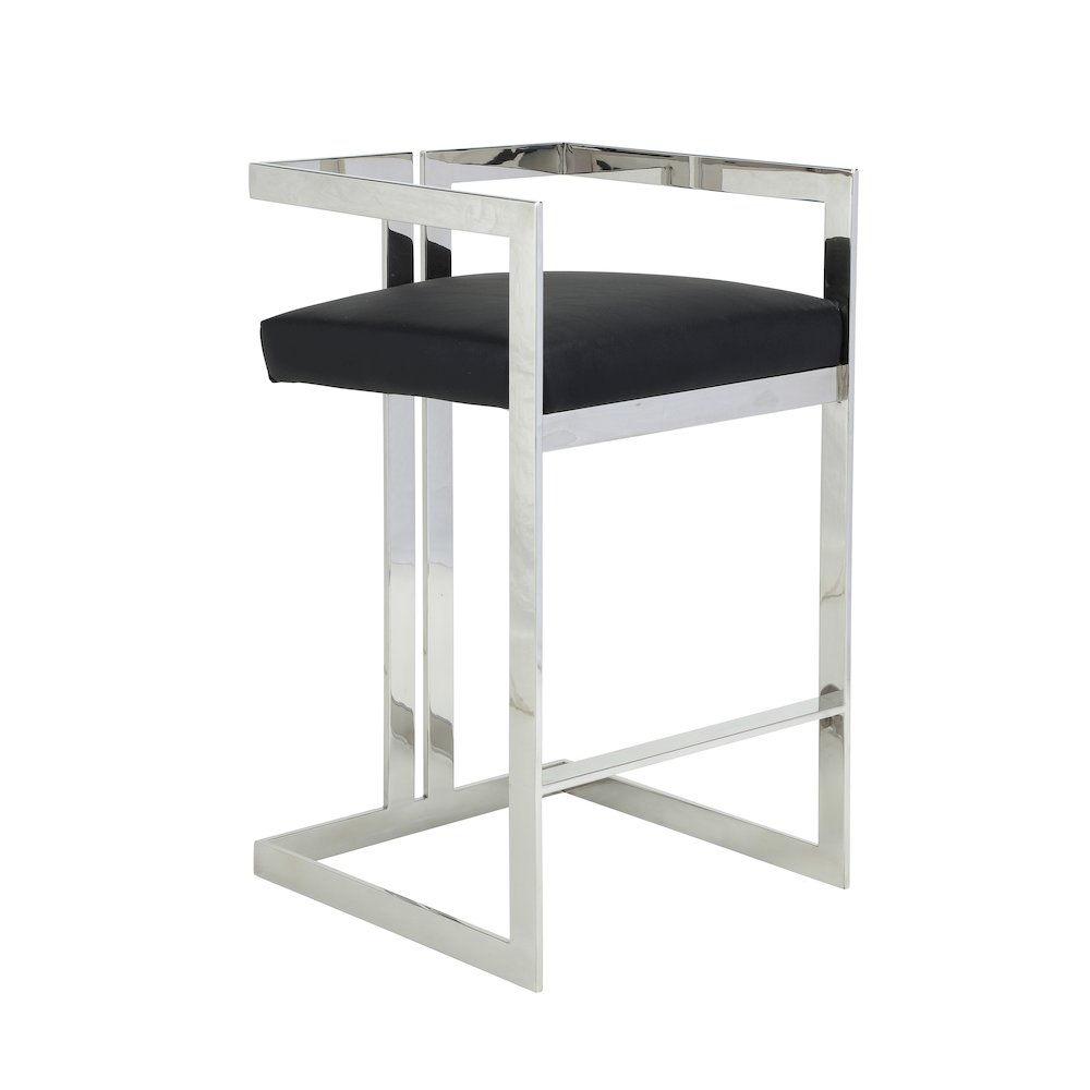 Kenzie Bar Stool Silver/Black Faux Leather