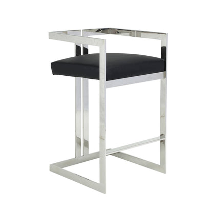 Kenzie Bar Stool Silver/Black Faux Leather