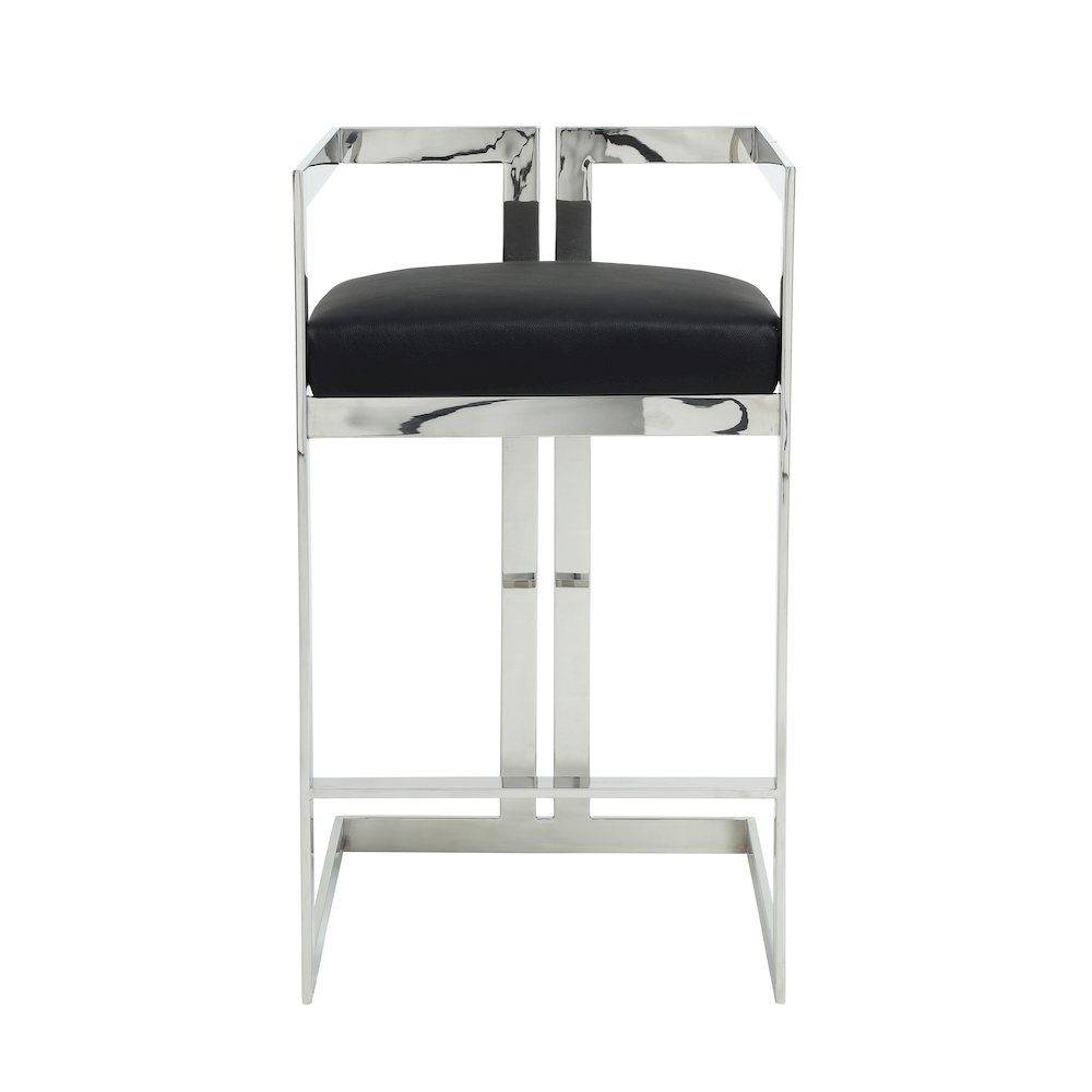 Kenzie Bar Stool Silver/Black Faux Leather